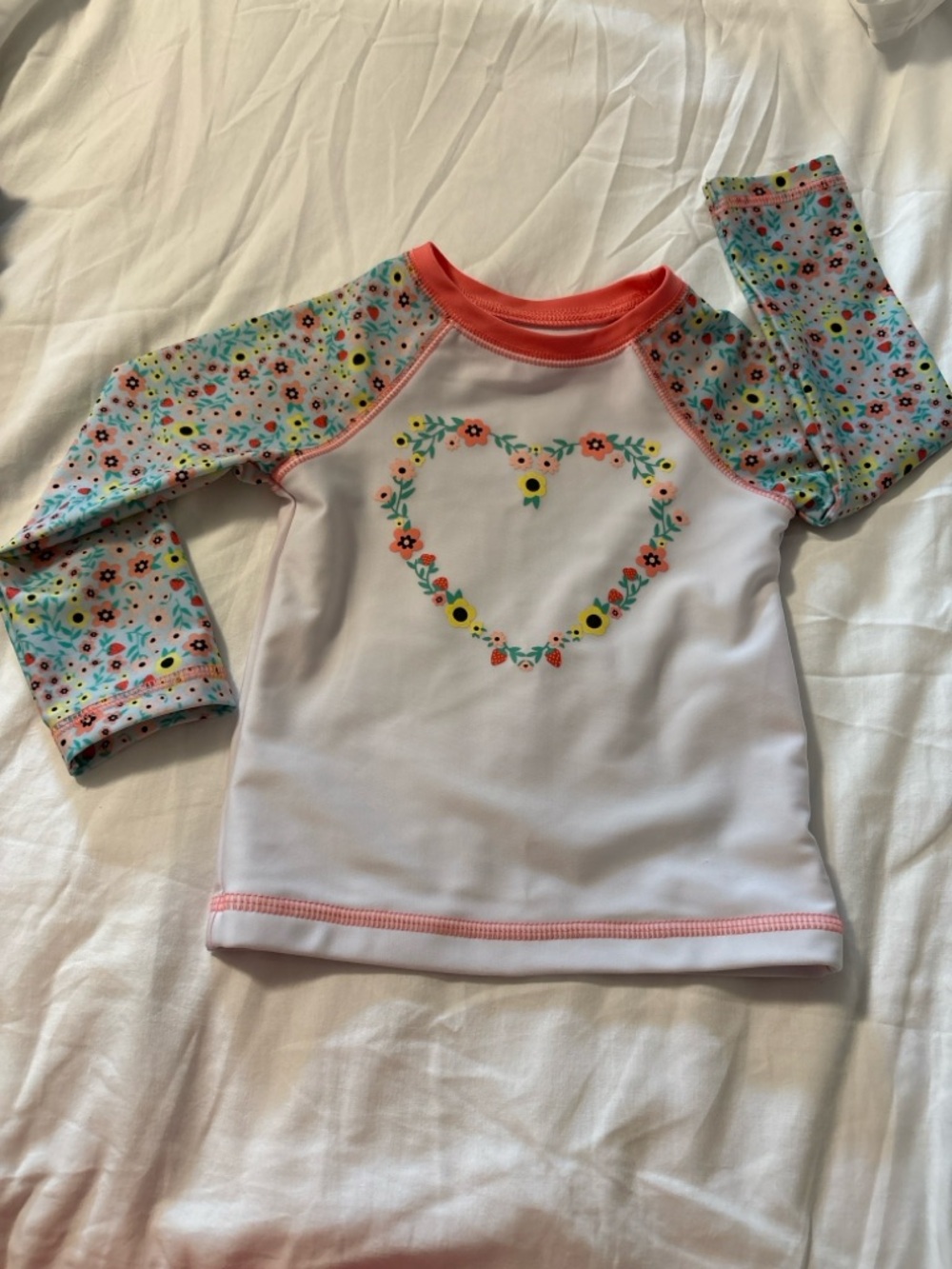Cat & Jack Girls Floral Long Sleeve Rash Guard Swim Shirt 2T